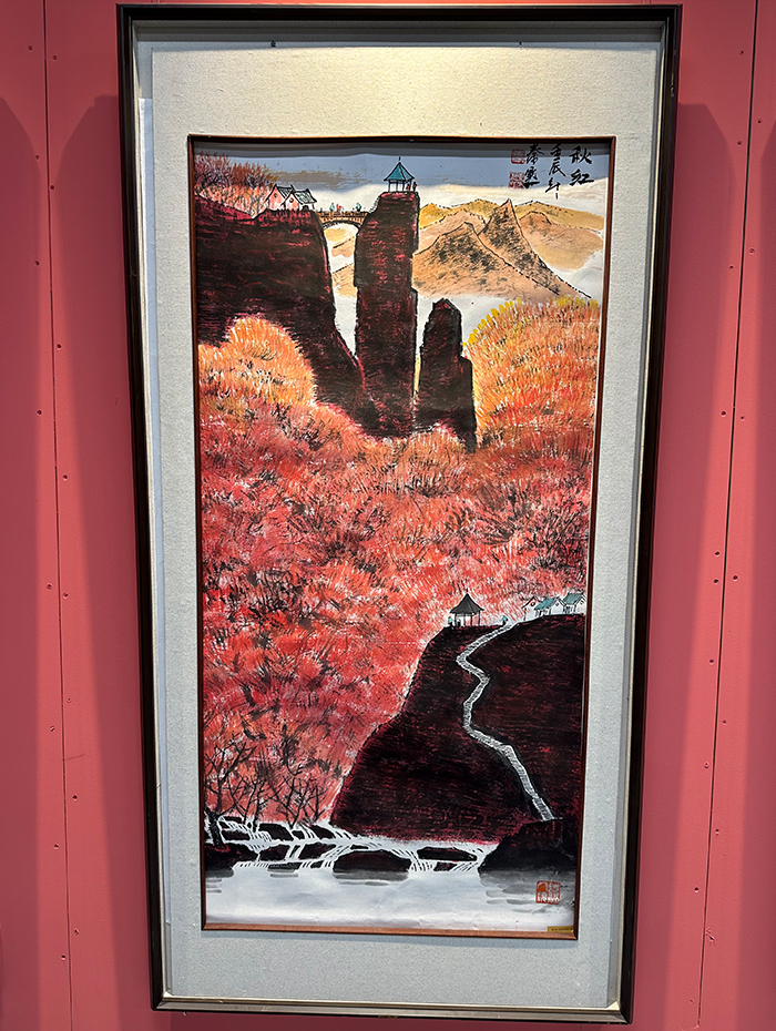 秋崖紅楓